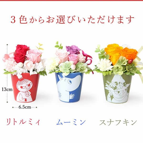 選べるムーミンギフトa＆スイーツセット 母の日 プレゼント 花 ギフト ムーミン ミイ スナフキン キャラクター バウムクーヘン プリザ プリザーブドフラワー 花とスイーツ アレンジ 送料無料 スイーツ お菓子 洋菓子 ギフトセット おいもや