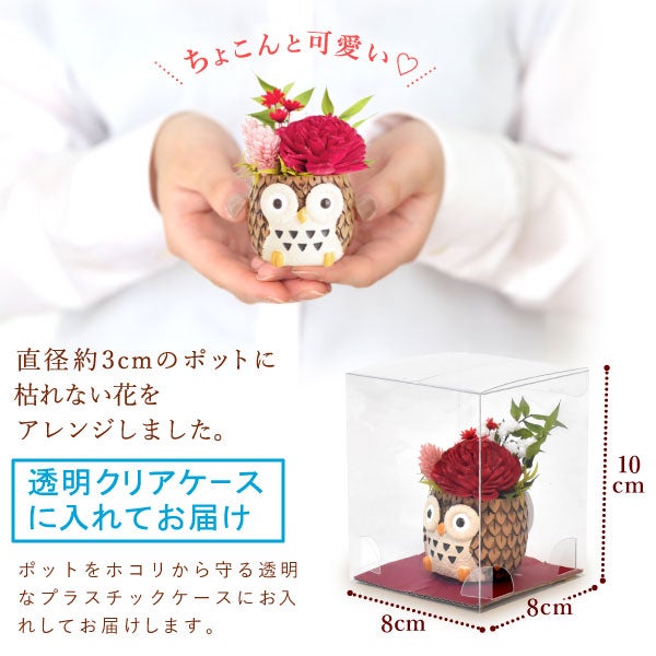 選べるミニポットプリザ＆お芋どら焼き 【母の日 プレゼント 花 ギフト プリザーブドフラワー 犬 犬好き フラワーアレンジメント かわいい おしゃれ ペット バラ 薔薇 一輪 アニマル 動物 ミニ 置き物 送料無料 スイーツ お菓子 和菓子 ギフトセット おいもや】