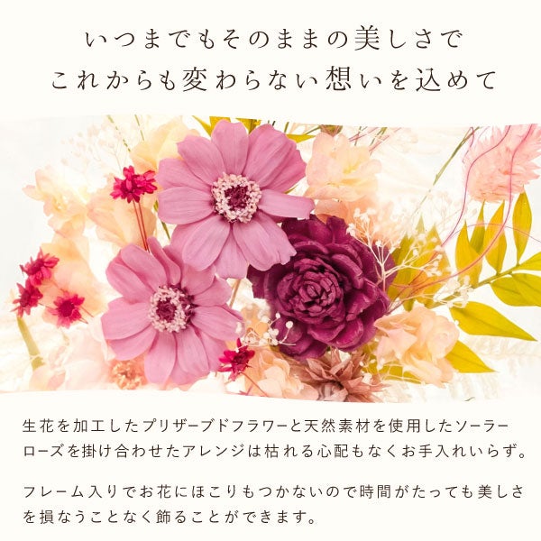 母の日 プレゼント 2026 花 プリザーブドフラワー ソーラーローズ フレームフラワー フラワーギフト アレンジメント インテリア フレーム ギフト bloom for you 送料無料 スイーツ お菓子 洋菓子 バウムクーヘン さつまいも おいもや